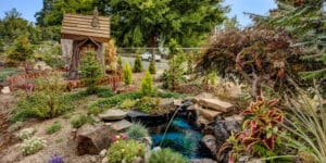 Garden and water feature at Timberline Post Acute