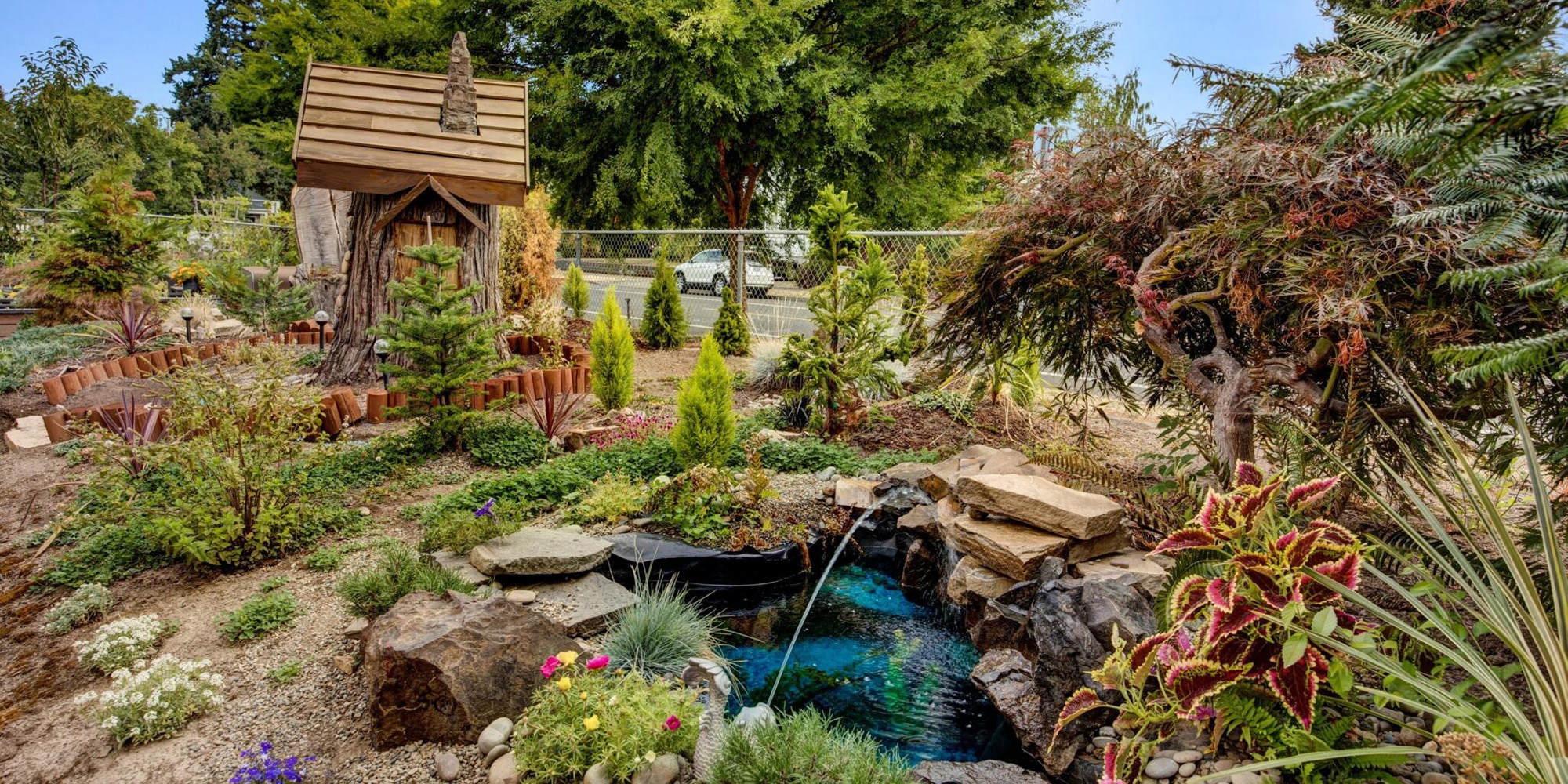 Garden and water feature at Timberline Post Acute